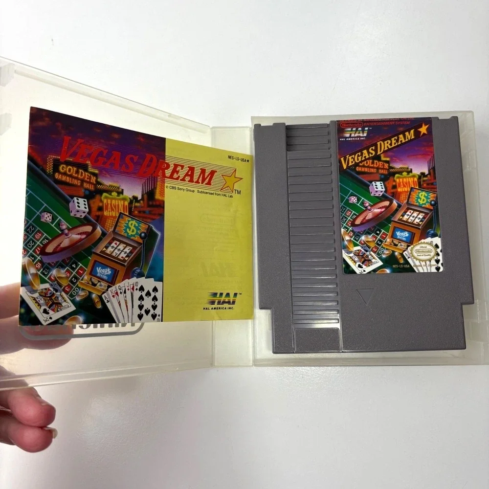 Vintage Nintendo NES Vegas Dream Game Cartridge W/ Manual & Clamshell Case Teste